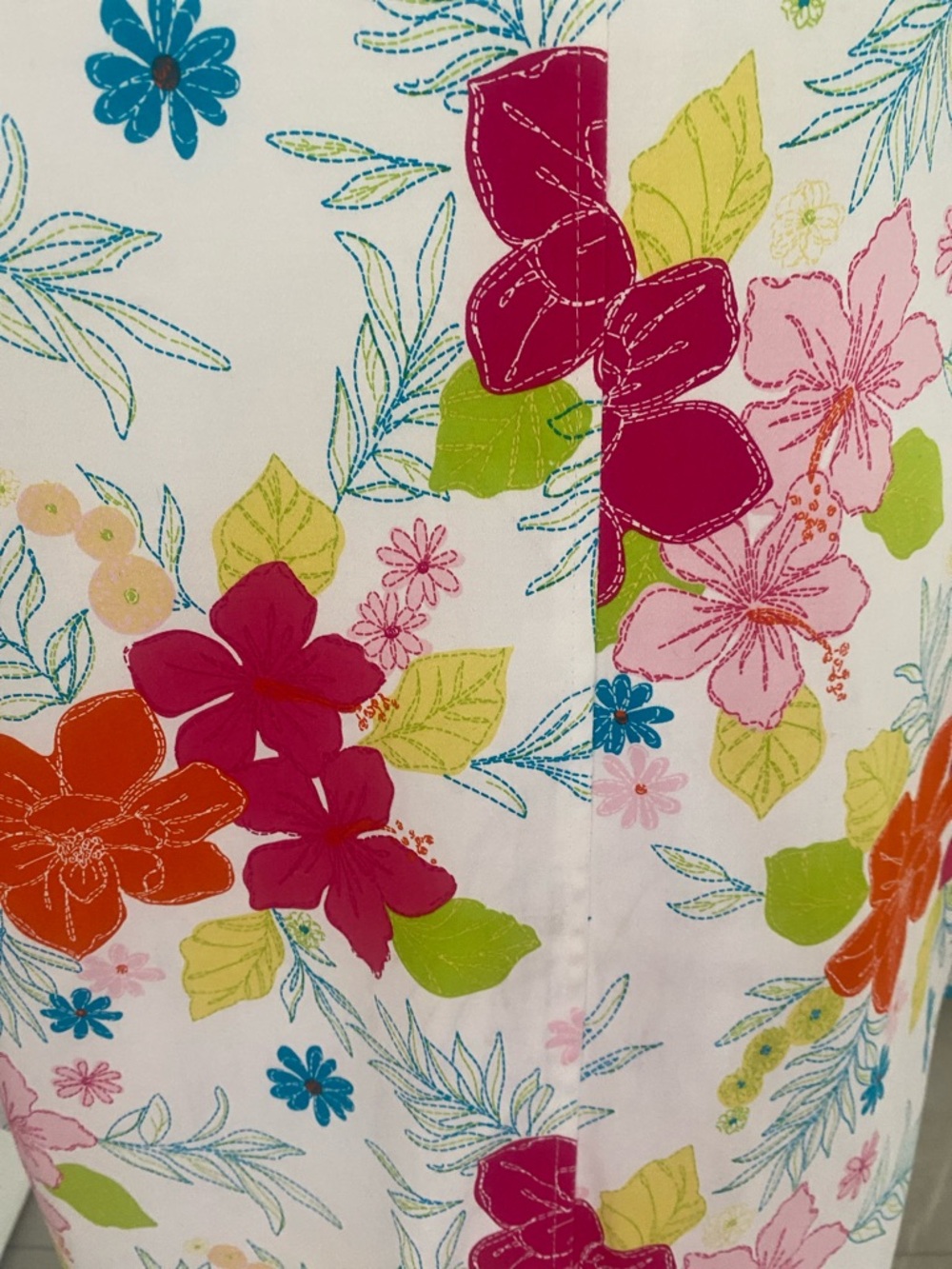 Harvé Benard Bold Colourful Floral button down lined cotton Spring Coat Size 16 - Picture 11 of 17